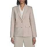 Halston Womens Two Button Compression Cotton Front Buttoned Pocket Blazer