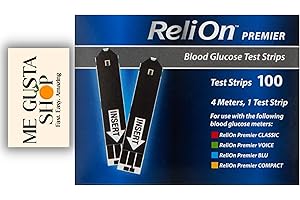 ME GUSTA SHOP ReliOn Premier Blood Glucose Test Strips, 100 Count + Me Gustas Stickers