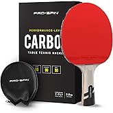 PRO SPIN Ping Pong Paddle - Premium Table Tennis Racket with Carbon Fibre, Professional Level Rubber, 2.0mm Sponge, 7-Ply Bla