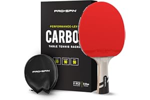 PRO-SPIN Ping Pong Paddle - Premium Table Tennis Racket with Carbon Fibre, Professional Level Rubber, 2.0mm Sponge, 7-Ply Bla