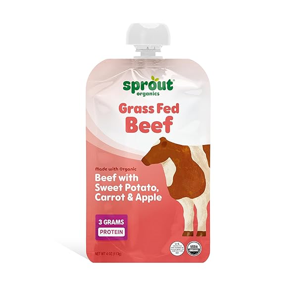 SPROUT ORGANIC BABY FOOD POUCHES STAGE 3, ROOT VEGETABLES APPLE W/ BEEF, 4 POUCHES (PACK OF 6)