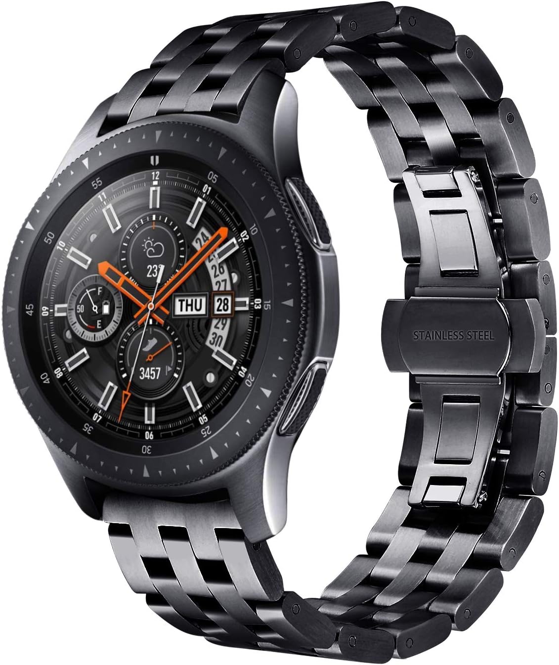 Minfex Compatible with Samsung Galaxy Watch (46mm) Band, 22mm Watch Bands Business Stainless Steel Replacement Strap Metal Bracelet for Galaxy Watch 46mm/Gear S3 Classic/Frontier