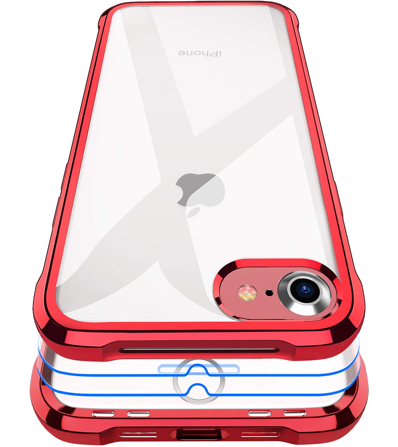Garegce Case Compatible with iPhone 7 / iPhone 8, 2 Packs Screen Protector, Clear Shockproof Bumper Soft Silicone Protective Cover Compatible with iPhone 7 / iPhone 8-4.7 inch- Clear