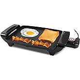 Elite Gourmet EGR-2722B Electric Griddle, Cool-Touch, 10.5"x8.5" Black | Non-Stick Surface, Removable/Adjustable Thermostat, Skid-Free Rubber Feet, Great for Pancakes, Eggs &amp; Bacon