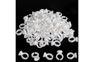 BTArtbox 300PCS Tattoo Rings Cups Disposable Glue Holder Plastic Tattoo Ink Pigment Ring Adhesive Makeup Rings Palette For Eyelash Extension Nail Art