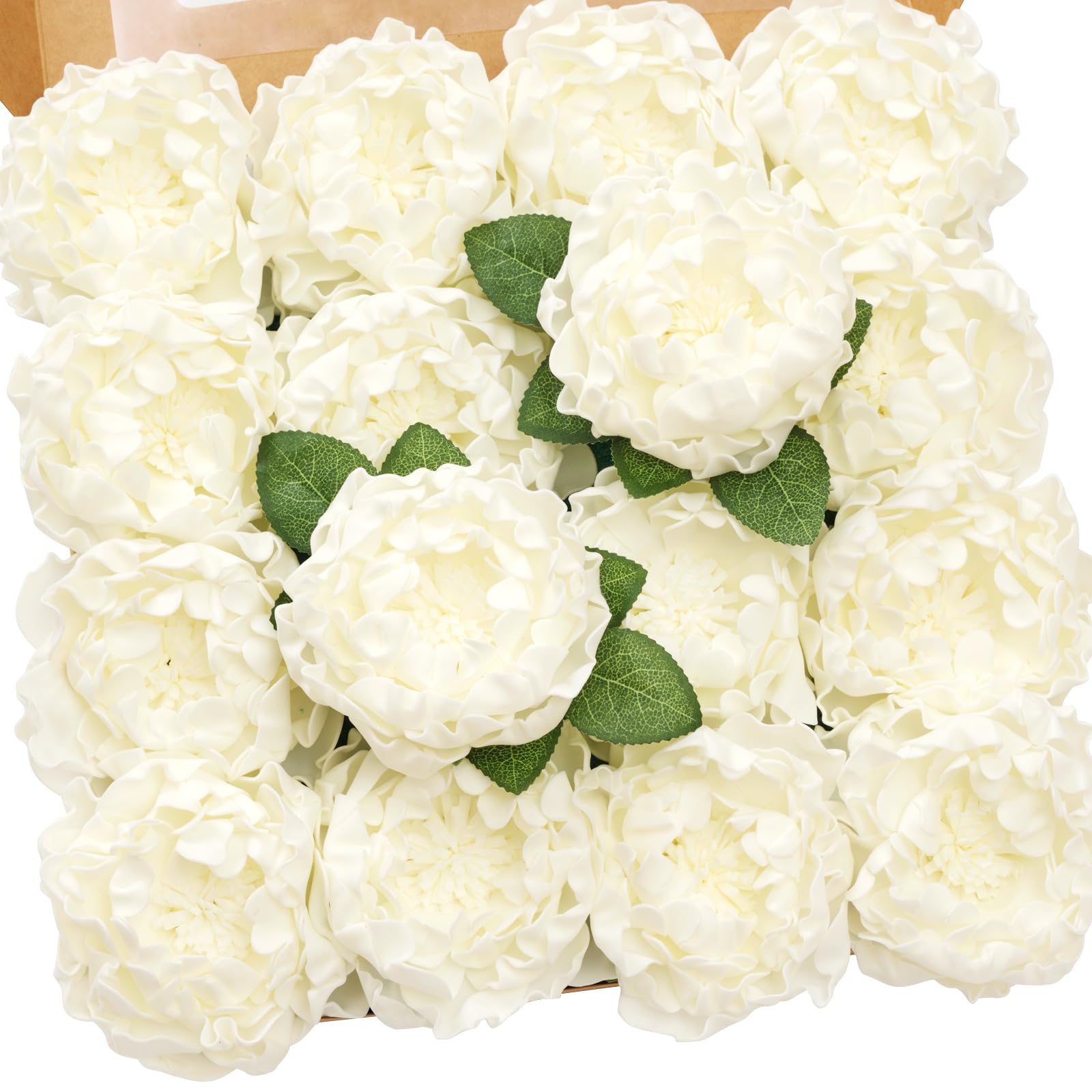 Photo 1 of TINGE TIME Artificial Blooming Peony Flowers for Decoration Real Looking 16pcs Ivory Fake Flowers with Stem for DIY Wedding Bouquets Home Decor Centerpieces Bridal Shower Party
