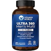 Vitamin World Ultra 360 Multivitamin for Men Over 50, Prostate Support | Men's 50+ Multivitamin with Minerals &amp; Herbs, Vitamin A, C, D, E &amp; Zinc for Healthy Aging, 180 Caplets