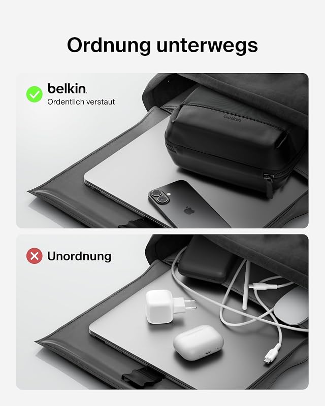 Reise-Organizer für Elektronikzubehör – Organizer-Tasche mit Platz für iPhone, Powerbank, Ladegerät, Apple Pencil, AirTag Holder – praktisch für Reisen, weiches, strapazierfähiges Material