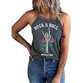 IRISGOD Womens High Neck Tank Tops Summer Graphic Halter Sleeveless Rocker Tee Shirts