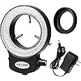 Annhua 144 LED Ring Microscope Light Adjustable Illuminator, Microscope Lamp LED Ring Light Source for Lab Stereo Microscopes, Camera and Mini Lathe - Black