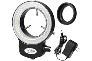 Annhua 144 LED Ring Microscope Light Adjustable Illuminator, Microscope Lamp LED Ring Light Source for Lab Stereo Microscopes, Camera and Mini Lathe - Black