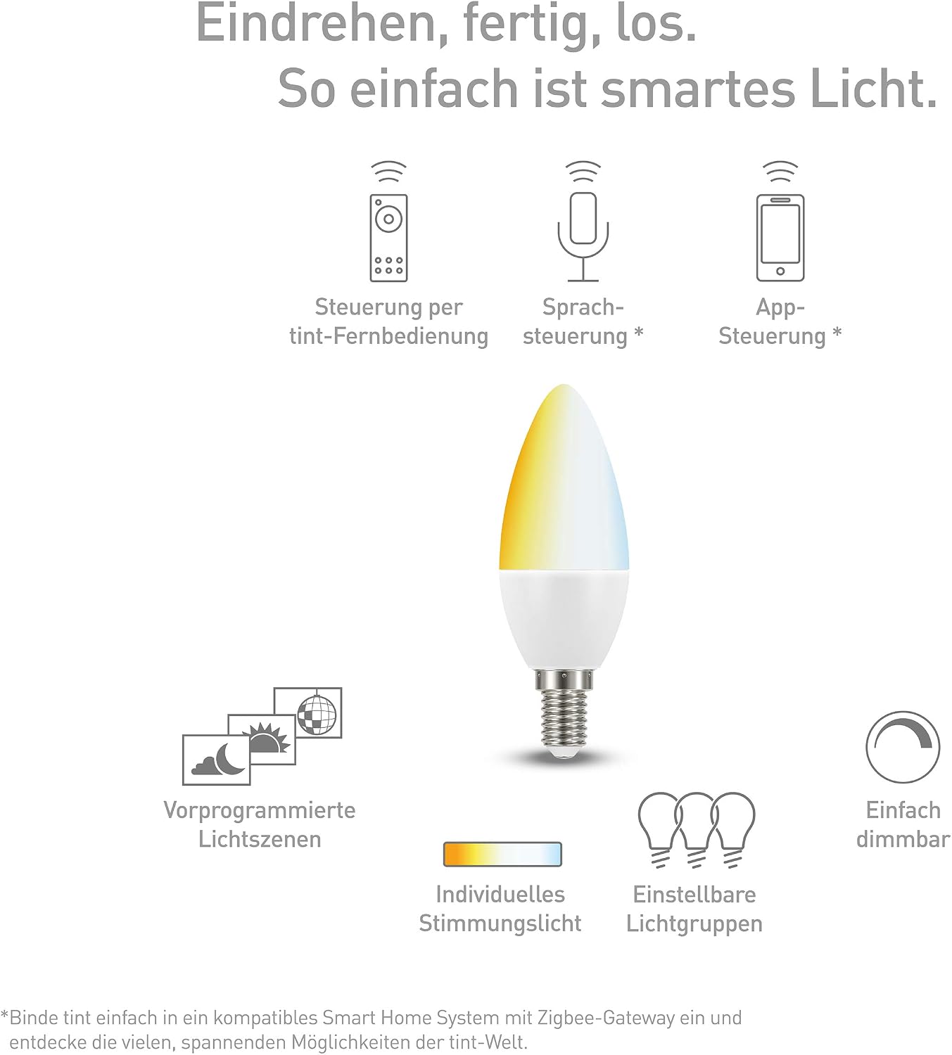 Müller-Licht Tint LED Bulb E14 White Compatible with Alexa and Google Home via an app Controllable (It's On the Go) - Image 3