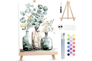 MXJSUA Eucalyptus and Wildflowers Paint by Numbers Kit with Frame for Adult Beginner, Paint by Number Kits on Canvas with Eas