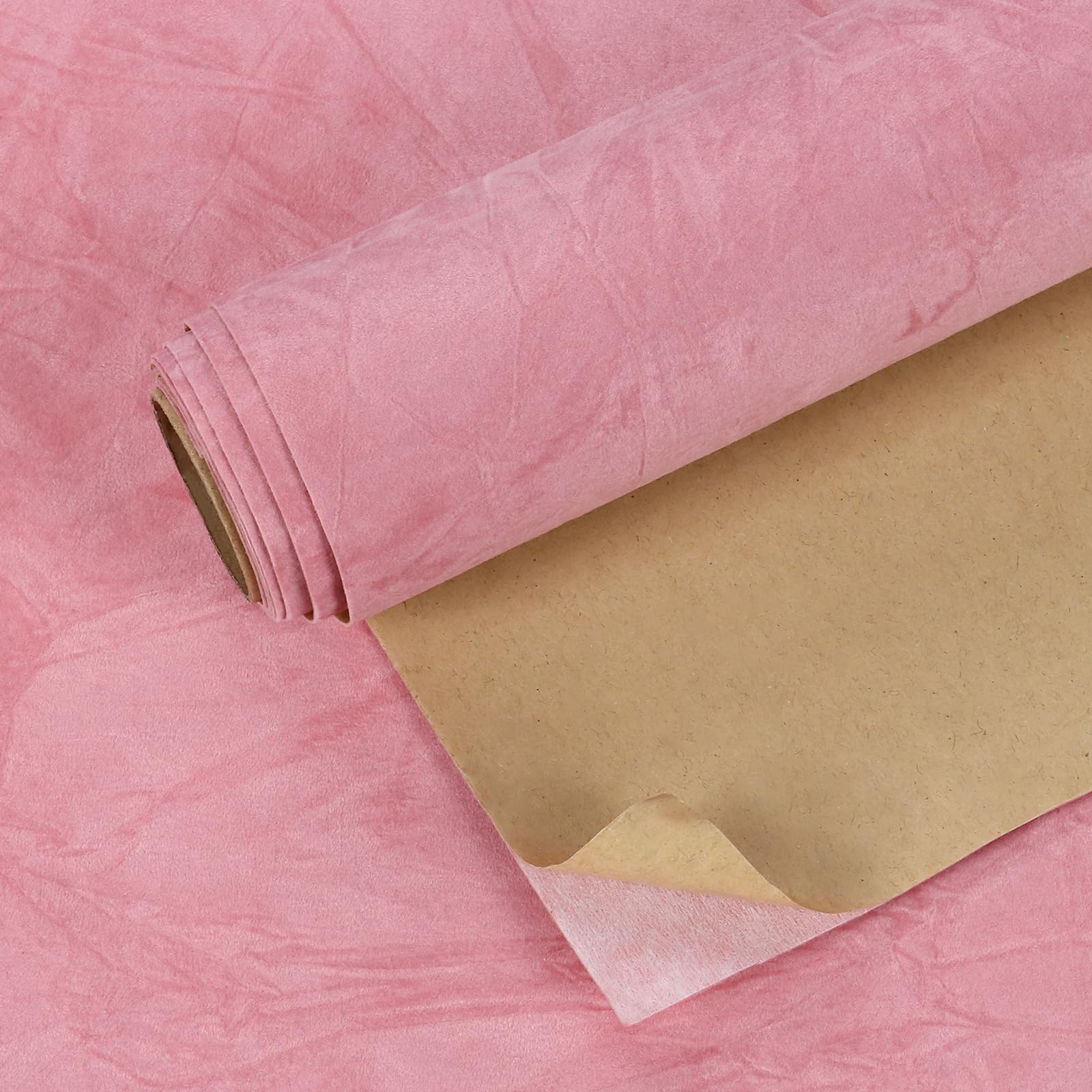 Photo 1 of VEELIKE Bubblegum Pink Crushed Velvet Drawer Liner Self Adhesive Felt Fabric Roll 15.7''x118'' Soft Pink Velvet Wallpaper for Dresser Jewelry Drawers Furniture Art Crafts Thick Flocking Contact Paper