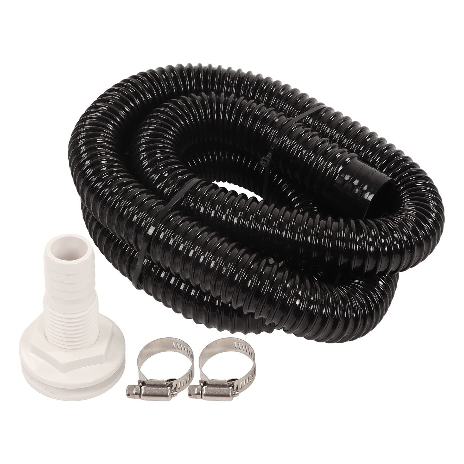 Marine Bilge Pump Plumbing Kit, 1-1/8in Diameter Thru Hull Fitting, 6.6ft PVC Hose, 2pcs Clamps for Boat