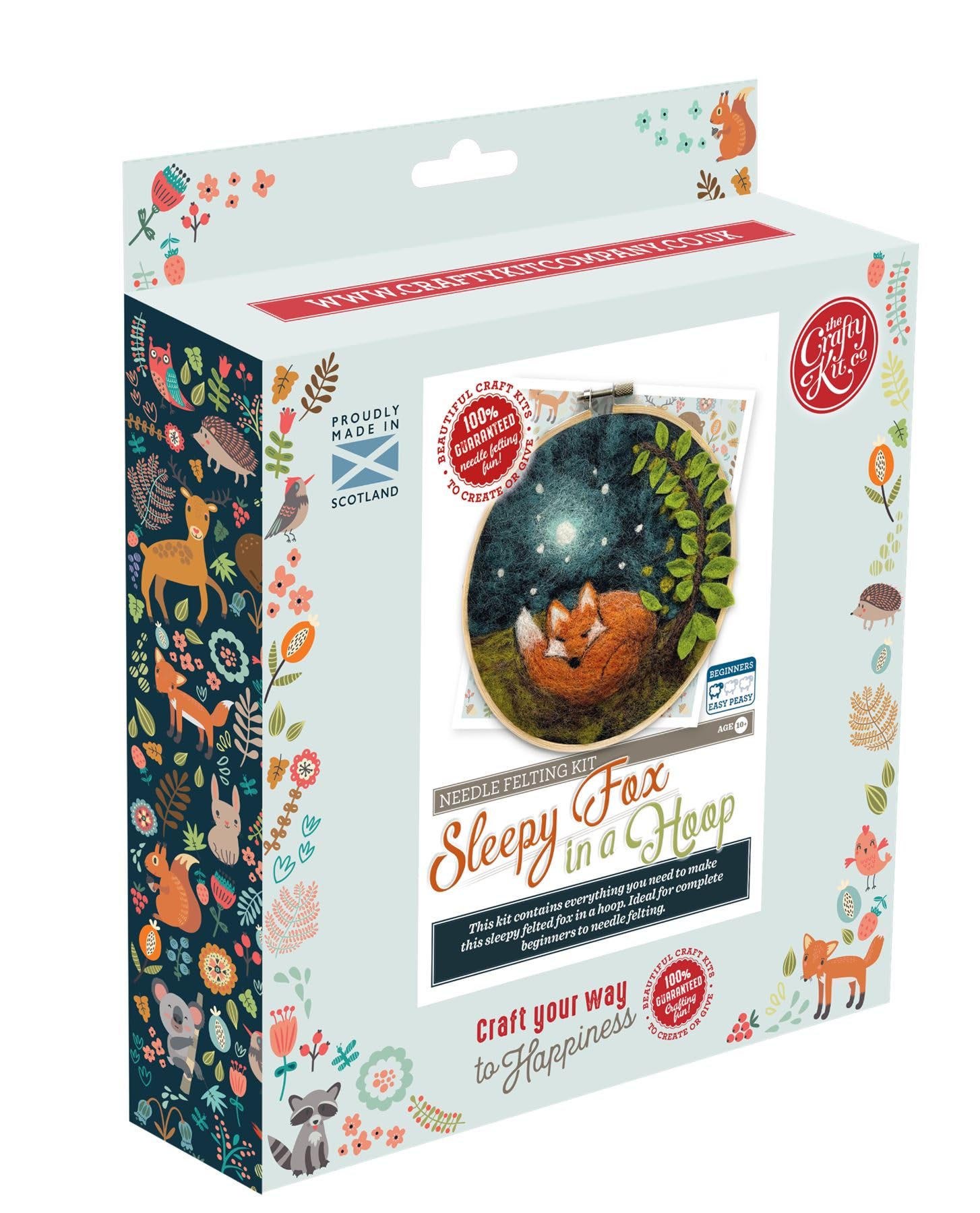 The Crafty Kit Co Sleepy Fox in a Hoop Needle Felting Kit