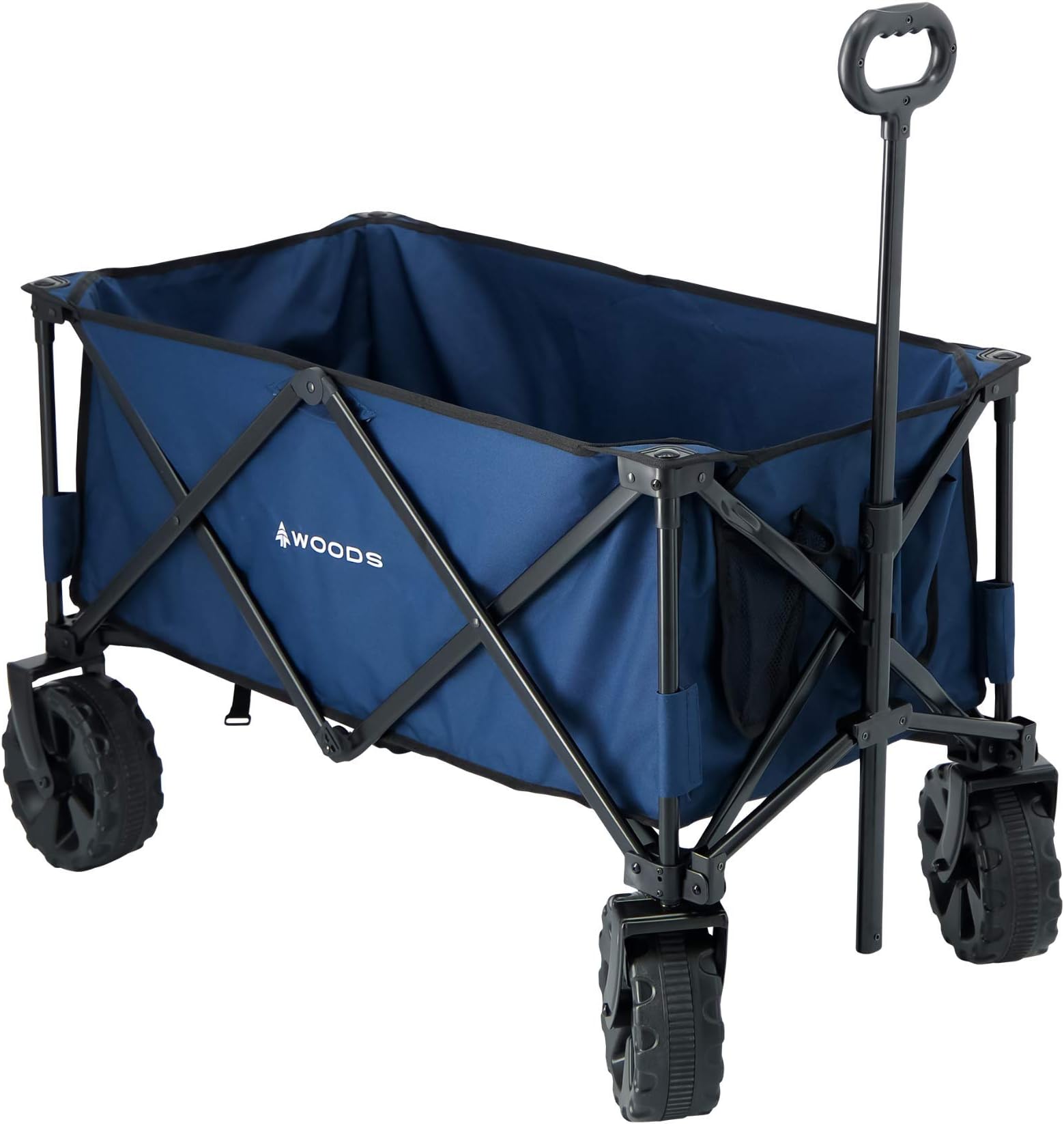 Woods Outdoor Collapsible Wagon | Heavy Duty Folding Utility Wagon | All-Terrain Wheels | 225 lbs Capacity, Navy