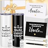 Sieral 9 Pcs Godparents Proposal Gift Will You Be My Godmother Godfather with Tumbler Keychain Card Pen Box Godchild Baptism Xmas Gift for Godparents Padrinos Madrina(Auntie, Uncle)