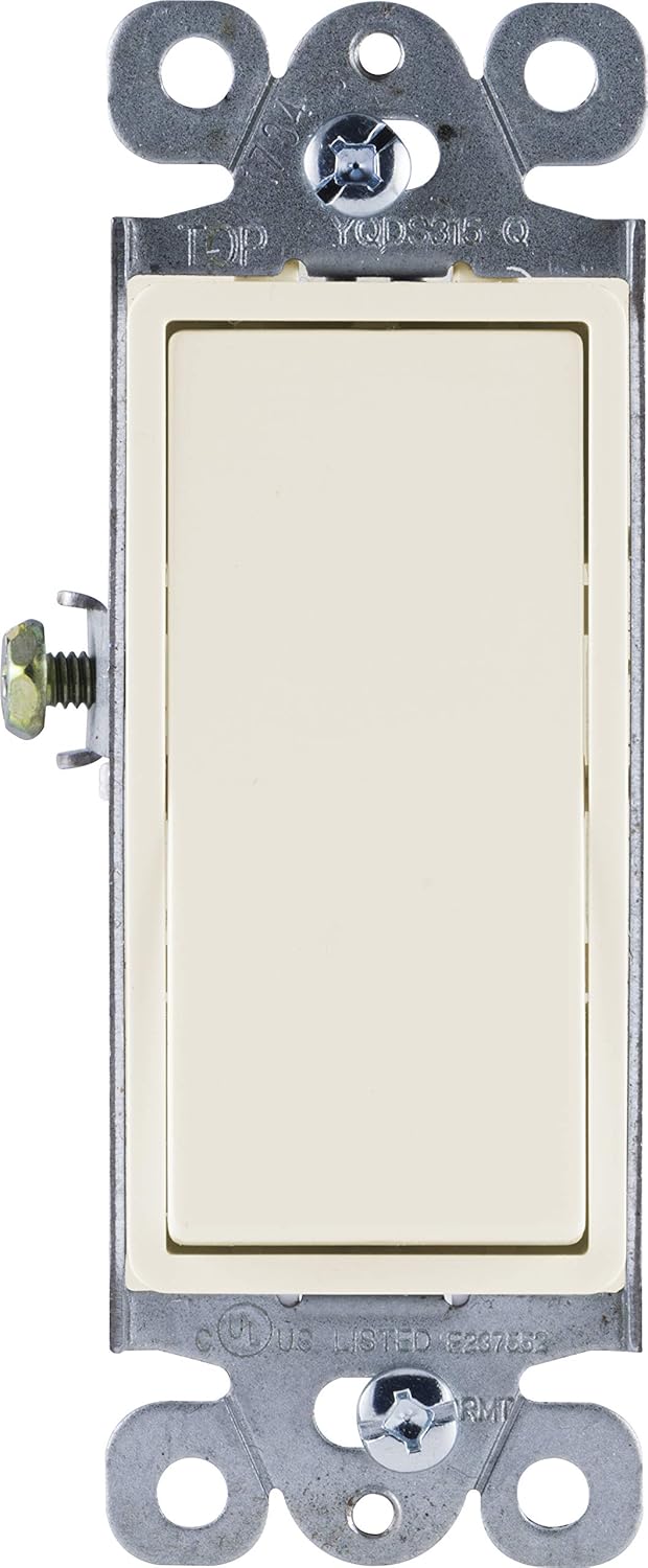 GE Grounding Paddle Rocker Switch, Single Pole, In Wall On/Off Power Switch Replacement for Ceiling Fans & Lights, 15 Amp, Great for Home, Office & Kitchen, UL Listed, White, 50726 - Wall Light Switches - 