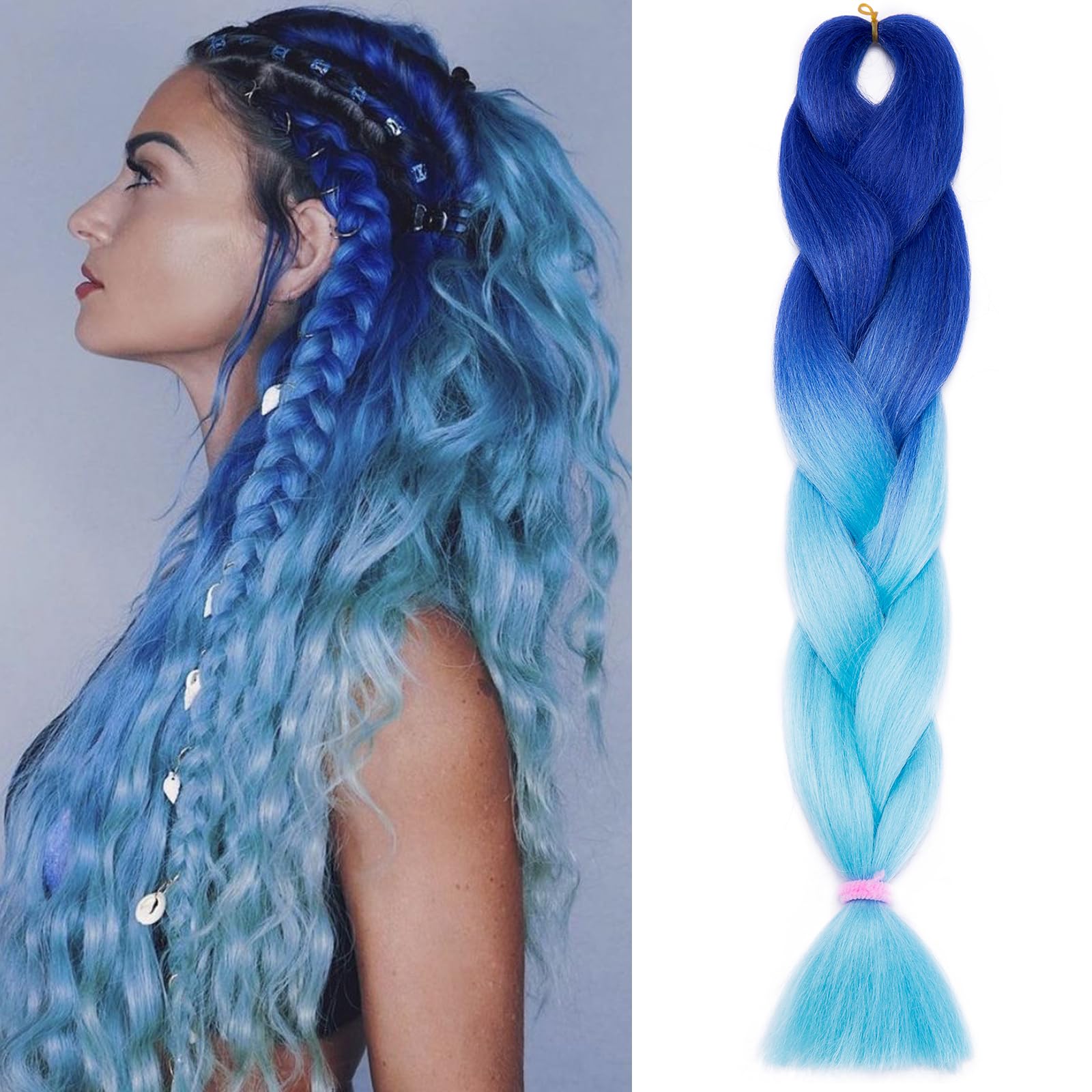 Blue Omre Braiding Hair Jumbo Braids Extension Synthetic Hair for Braiding Afro Braids[Blue ombre] — image 1