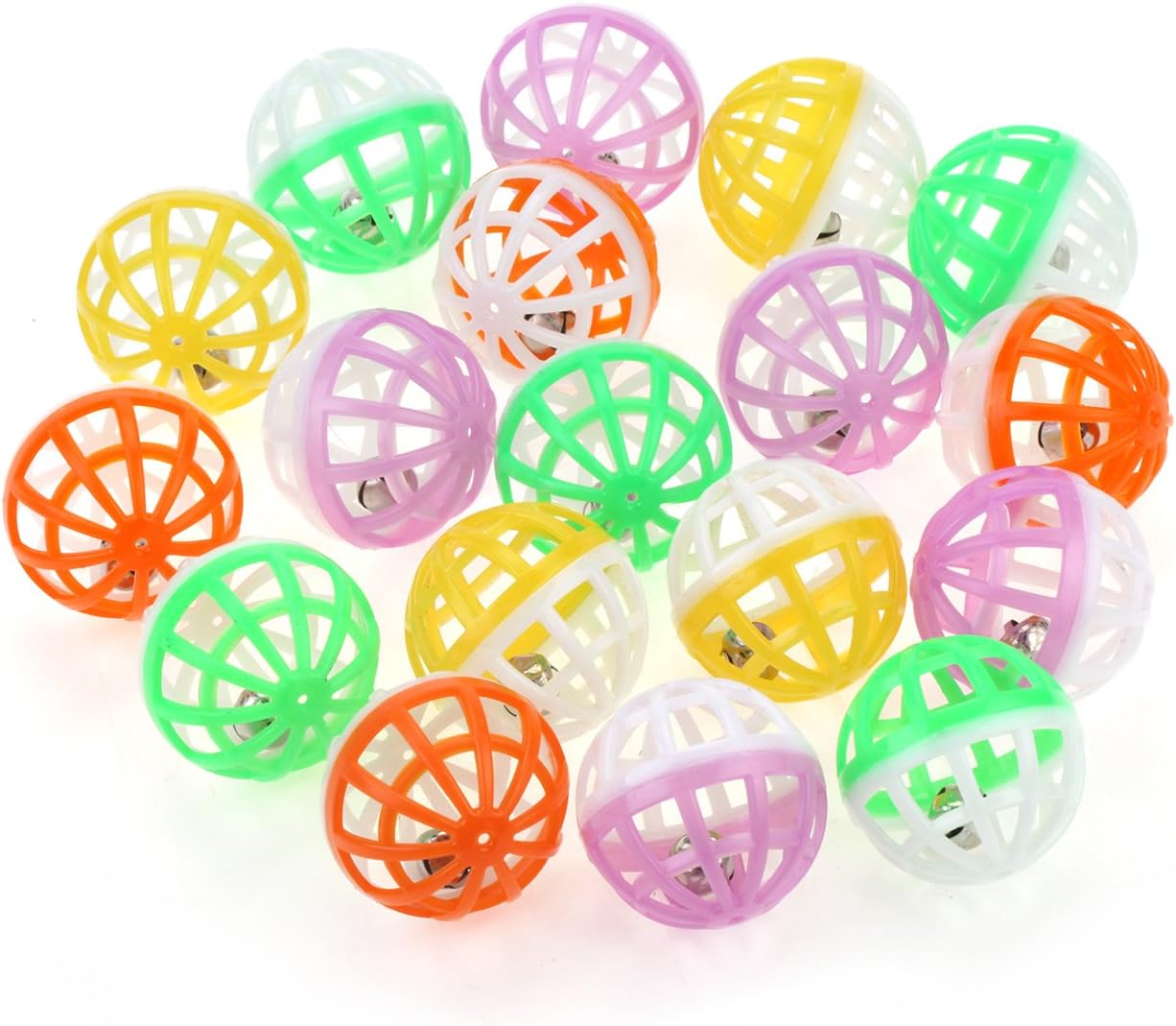 CHIWAVA 48PCS 1.6'' Cat Toy Ball with Bell Plastic Lattice Jingle Balls Kitten Chase Pounce Rattle Toy Assorted Color : Kitchen & Dining