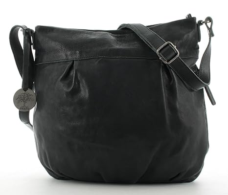 Prato Umhängetasche Reißverschlußtasche Beuteltasche Leder Schwarz