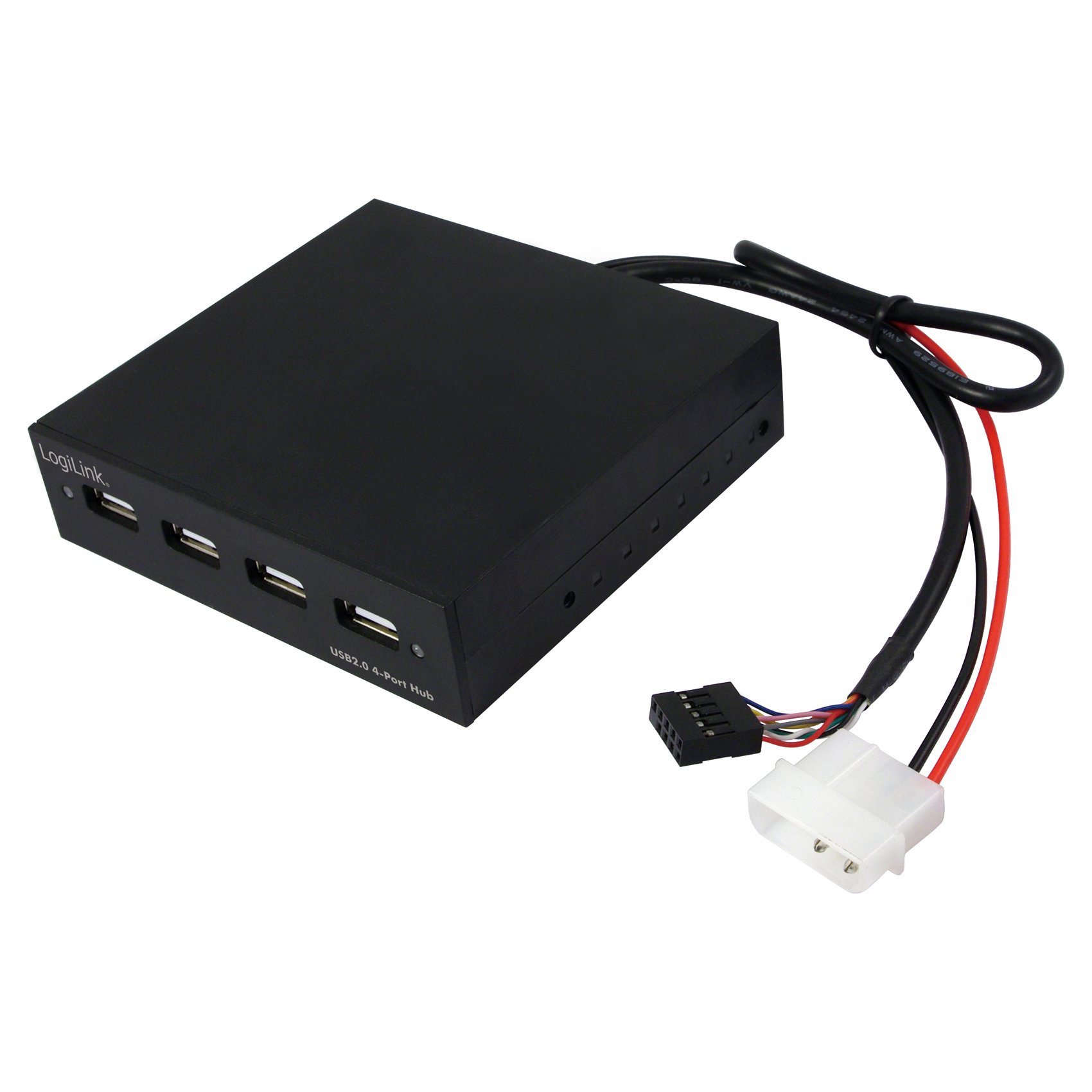 LogiLink Front Panel USB 2.0 4 Port Hub - Black/Silver