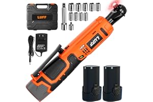 LUFF Cordless Electric Ratchet Wrench Kit, 3/8" 12V Power Ratchet Tool Set, 50N.m Variable Speed Trigger with 2 2000mAh Lithium-Ion Batteries, Fast Charge, 11 Sockets