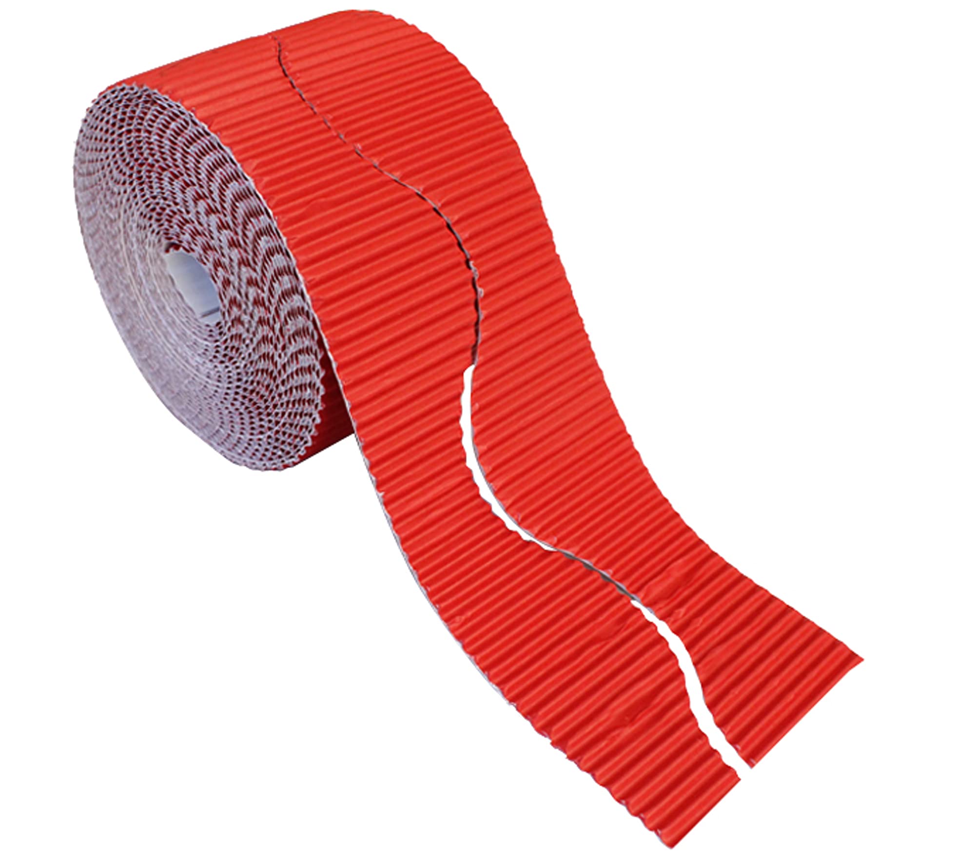 Bright Ideas Corrugated Border Roll for School Displays, Red, 57mm x 7.5m (15m When Split), BI7885