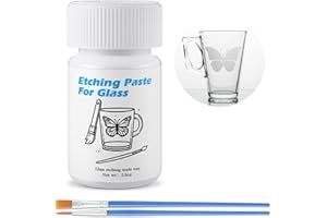 ElectricWise Glass Etch Starter Cream Kit for Intricate Designs Etching Art Cream(3.5 Oz) Etching Paste DIY Art Craft Supplies Create Permanently Stunning Etched Designs for Mirrors Windows Glass