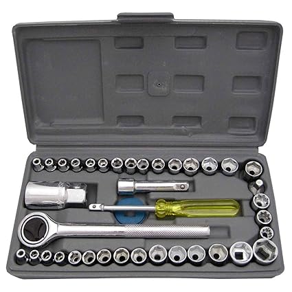 Aiwa Metal Combination Socket Wrench Set (Black, 40-Pieces)