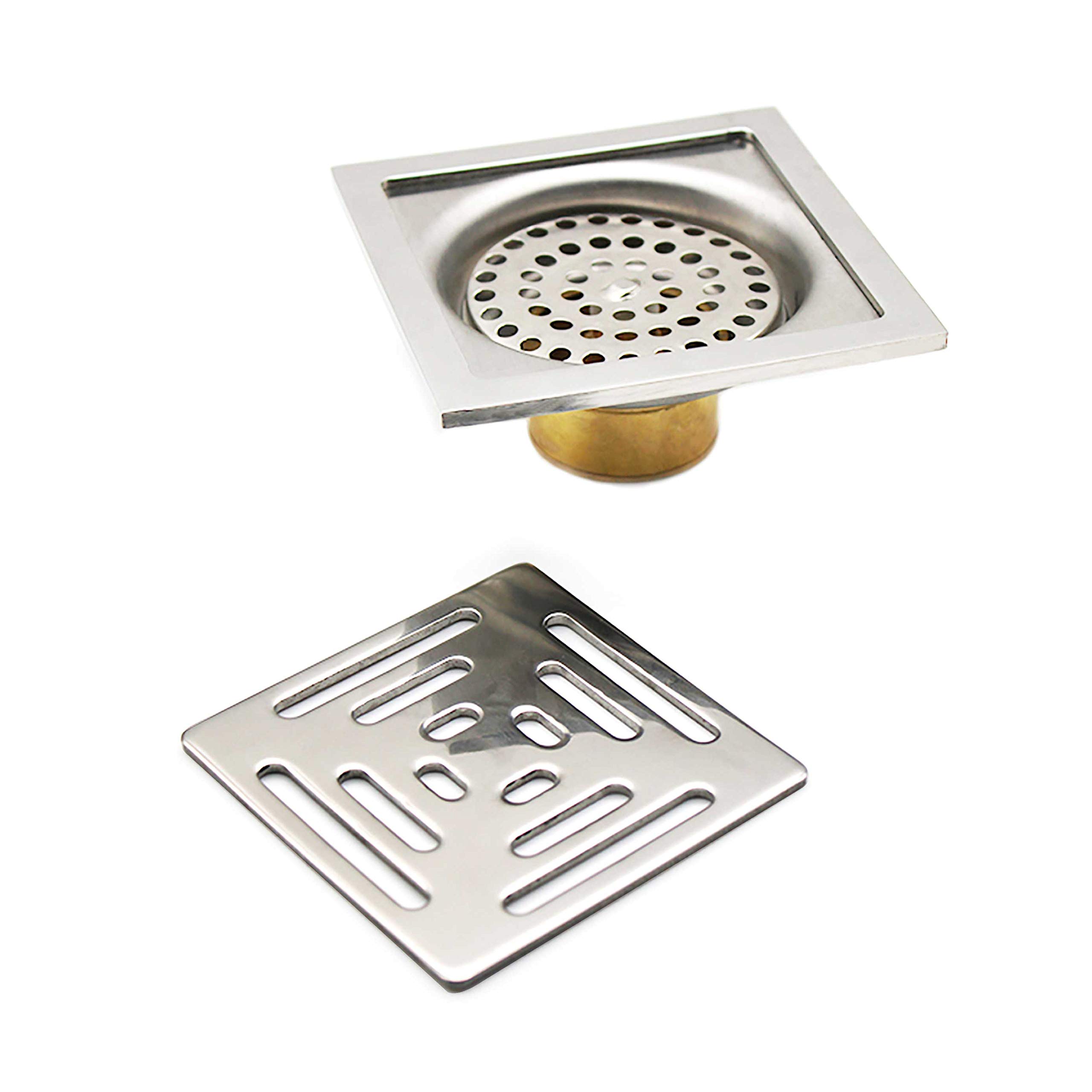 HERKINDNESS Floor Drain, Stainless Steel Wet Room Drain, Floor Ground Drain with Anti-Backflow Valve, Double Layer Filtration, Effective Anti-Odor, for Bathroom, Kitchen, Toilet