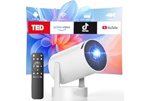 Mini Projector with Speaker, Portable Projectors Support 4K, Auto Keystone WiFi 6 Bluetooth 5.0 220° Rotation Smart Projector