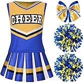 Spooktacular Creations Girl Cheerleader Costume, Halloween Cute Cheer Uniform Outfit with Accessories for Dress Up Parties