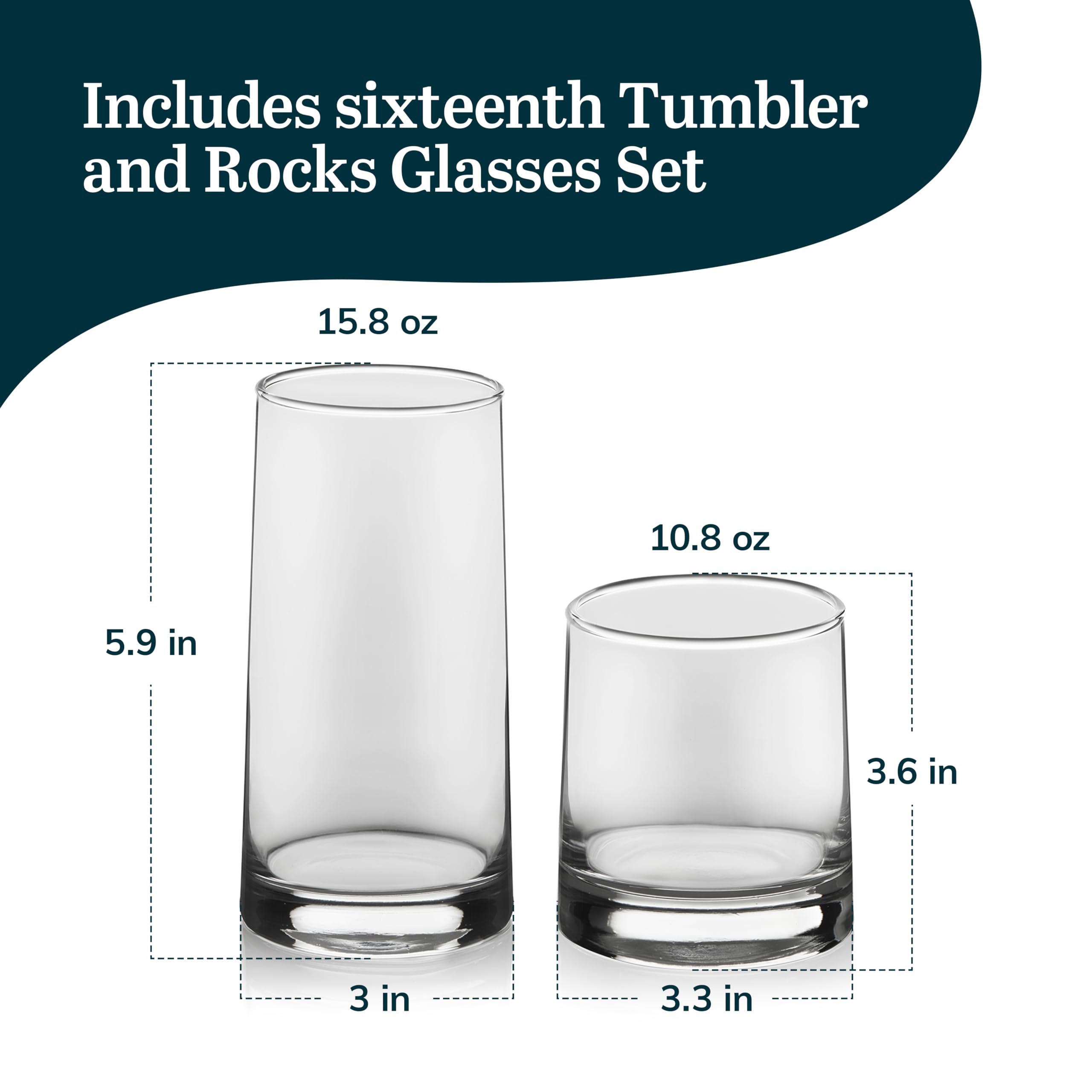 Libbey Cabos 16-Piece Tumbler and Rocks Glass Set