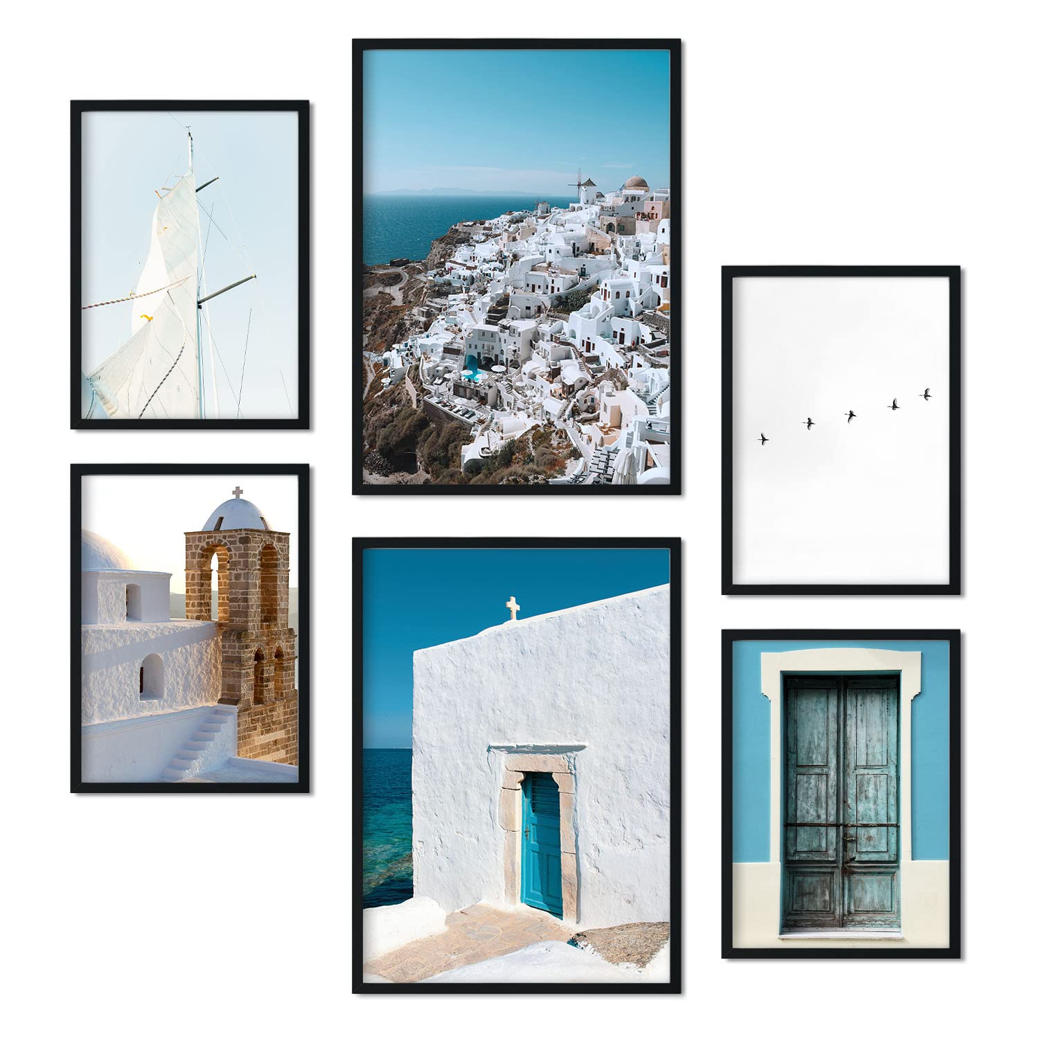 Nacnic - Set of 6 Greek Islands Pictures - Photography-style Wall Art Prints for Interior Decoration - Summer in Greece Images - A4 & A5 - Unframed