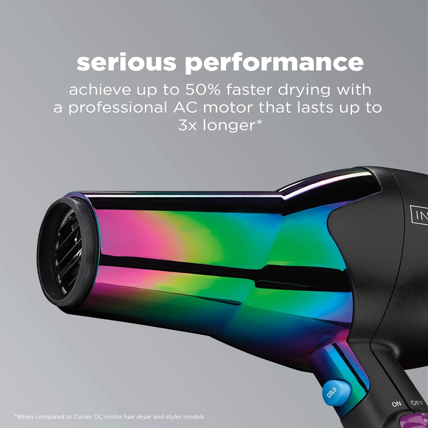 Conair INFINITIPRO 1875 Watt Ion Choice Hair Dryer, Rainbow Chrome Finish, Full Size: Beauty