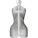 Floerns Women's Halter Neck Fringe Party Mini Dress Club Cocktail Date Night Bodycon Dresses