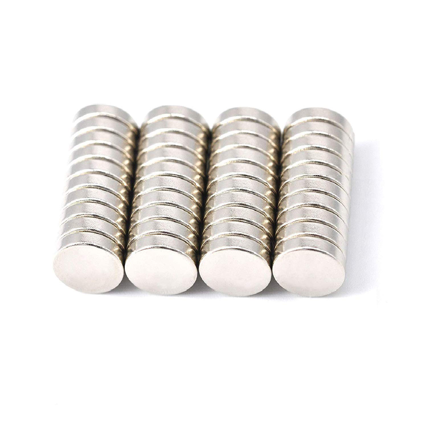 Magnetpro Neodymium Super Magnets, 40 Pack - 10x3 mm, Round, Glass, Silver - Up to 2.3 kg Adhesive Strength