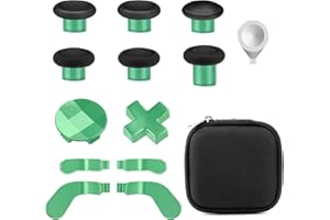 VANPARK Accessories for Xbox One Elite Series 2 Controller(Model 1797), Metal Thumbsticks Paddles Joysticks Replacement Parts Kits Compatible with Xbox Elite Wireless Controller Series 2 Core(Black & Green)
