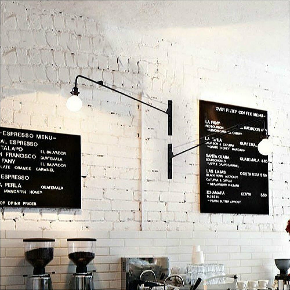 SUSUO 24" Long Black Swing Arm Wall Sconce Open Blub Style Simple Plug-in Sconces Wall Lighting for Bedroom Living Room Bedside Lamp