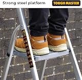 TOUGH MASTER 5 Step Aluminium Folding Ladder EN131 Anti Slip Handrail 150kg view 2