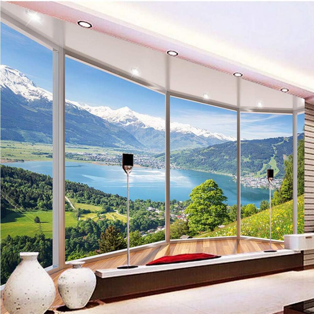 YDCG Custom 3D Mural Wallpaper Moderno Creativo Balcón Ventana Francesa