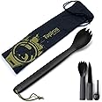 Tapirus Spork Tactical Special Edition Black | BPA Free Spoon Fork, Stainless Steel Knife and Fire Starter | 3 in 1 multipurpose utensil | Outdoor hiking, camping & backpacking gear | Fit for MRE