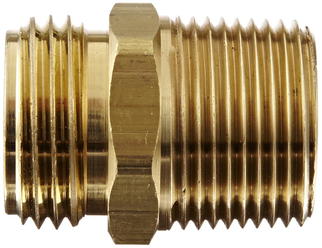 3/4 inch GHT Male x 1/2 inch NPTF Male Adapter, Brass Fitting