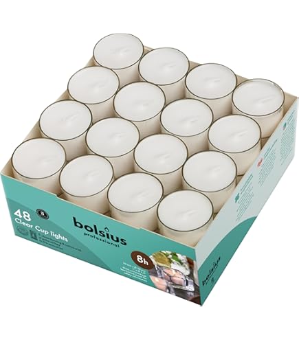 Tealight Bolsius Crystal Maxi - Confezione Da 12, Cera Vegana, Senza Olio Di Palma, Durata 8 Ore, Cup Trasparente