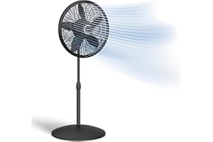 Lasko Pedestal Fan, Oscillating Fan for Bedroom with Adjustable Height and 3 Cooling Speeds, Portable, 18", Black, 1827