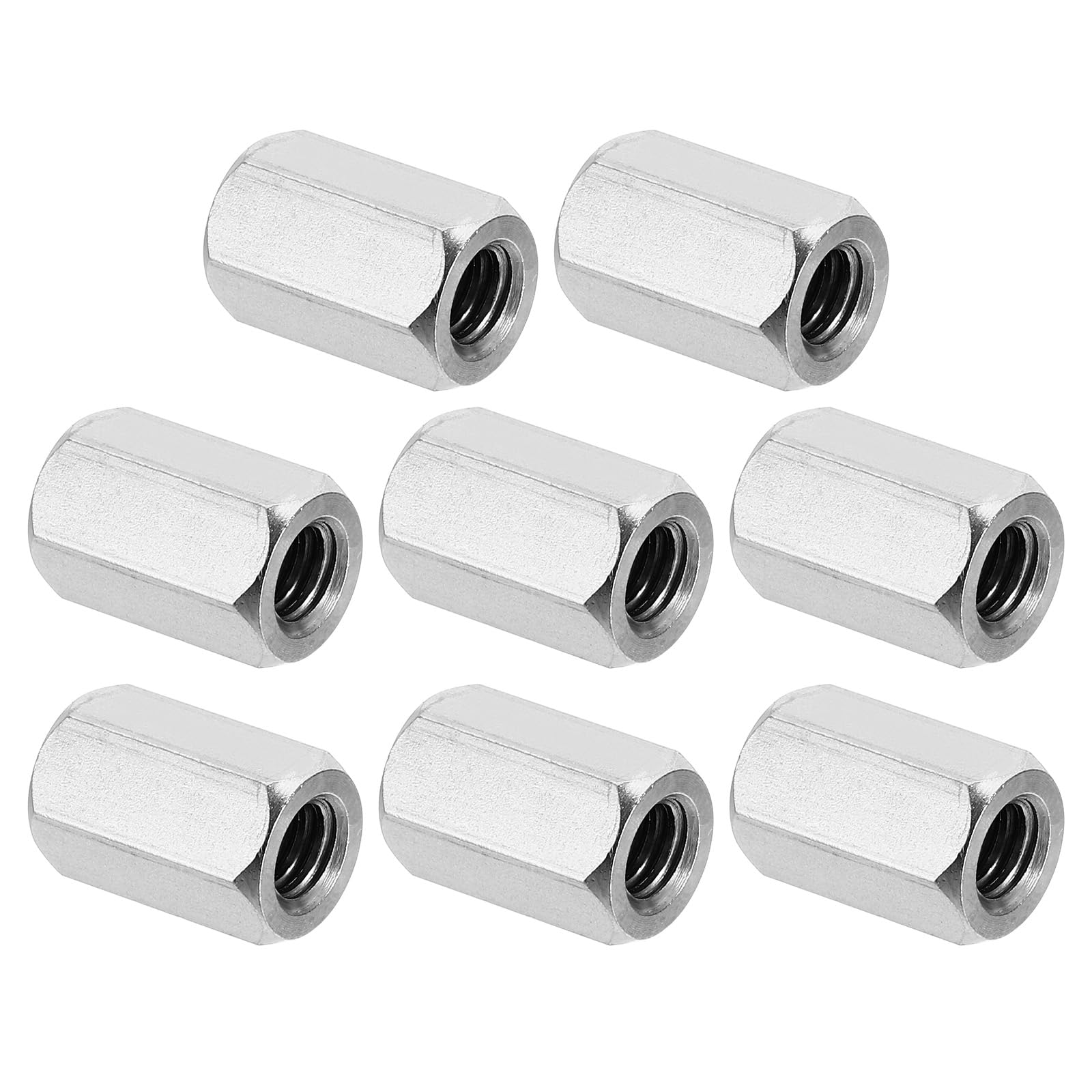 PATIKIL 1/4"-20 UNC 304 Stainless Steel Hex Coupling Nuts, 8Pcs 0.63" Length Fully Threaded Rod Coupling Nut Studding Connector Fasteners, Silver Tone — image 1