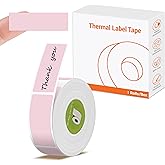 Rongta R5 Label Maker Tape, 14x40mm (0.55"x1.57"), Standard Laminated Thermal Label Tape Replacement, for Home Office Small Business, 180 Labels/Roll (Pink, 1 Roll)