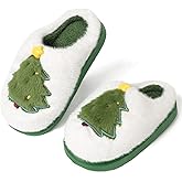 CicoMuin Christmas Indoor Slippers Women's Thermal Slippers with Faux Fur Lining Soft Comfy Memory Foam Non-slip House Shoes
